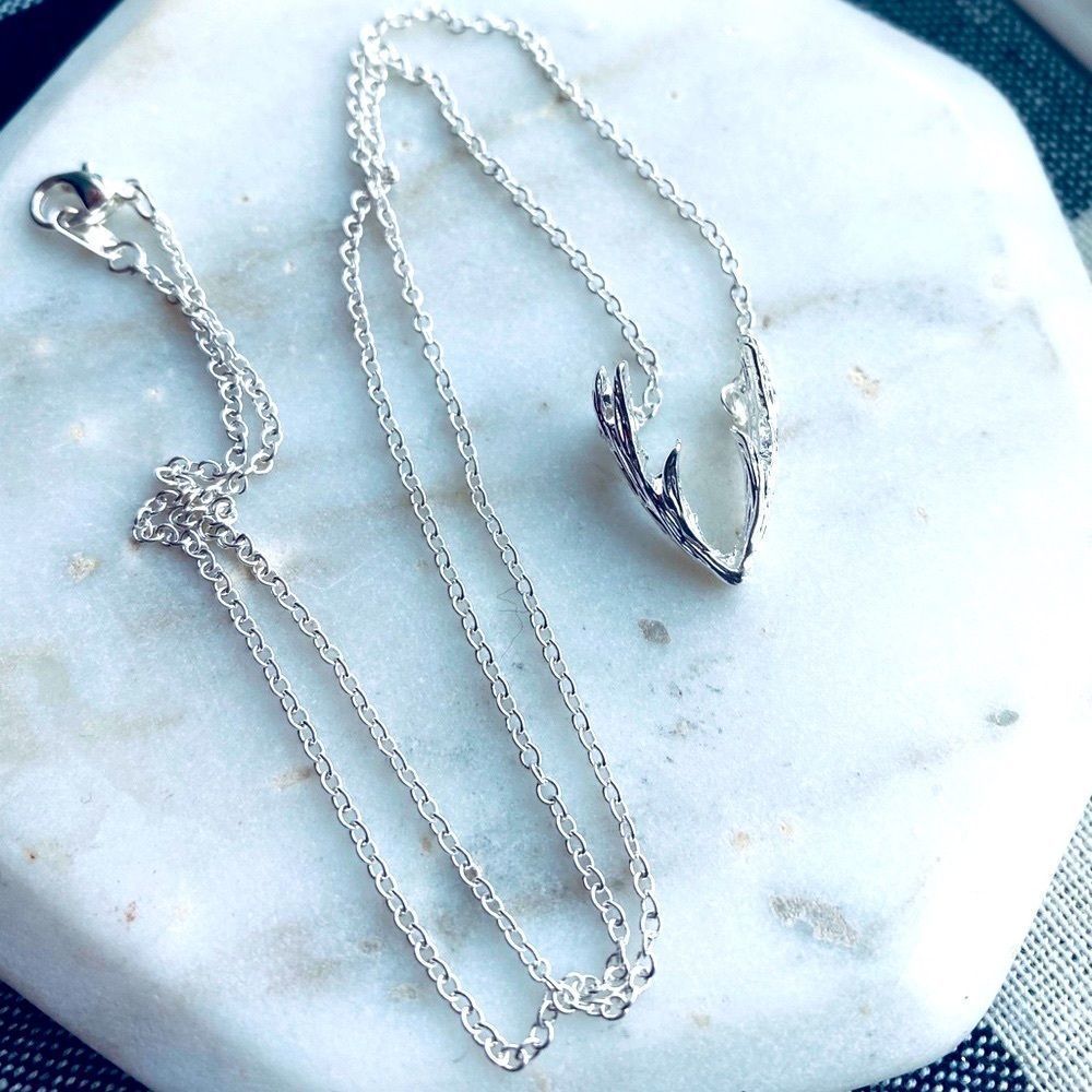 Silver Antler Necklace Women Deer Boho Jewelry NWT